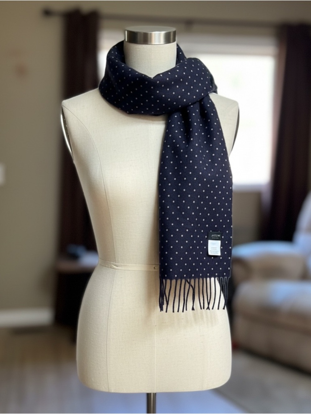 J Crew 100% Cashmere Navy Scarf